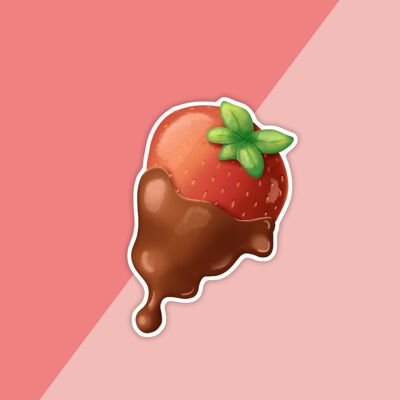 Chocolate Strawberry Waterproof Vinyl Sticker | Valentines Day Stationery