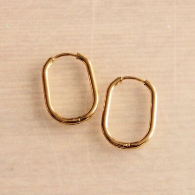 Creolen-Oval aus Edelstahl 21mm "Basic" - gold