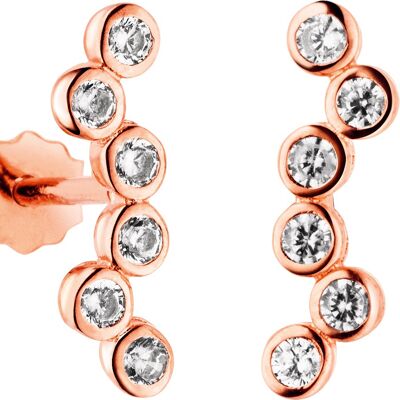 Ear studs 925 silver-rosé 6 zirconia together