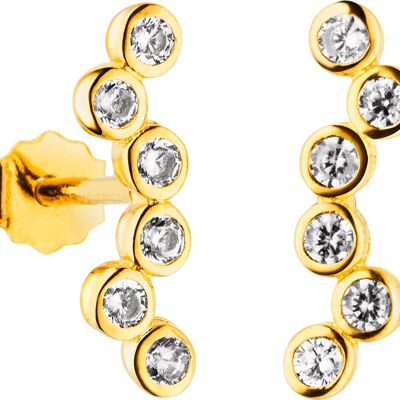Ear studs 925 silver-gold 6 zirconia together