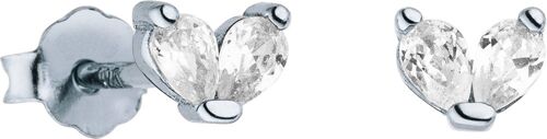 Buy wholesale Ear studs 925 silver set as a heart with zirconia