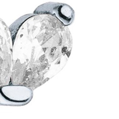 Orecchini a bottone in argento 925 incastonati a forma di cuore con zirconi