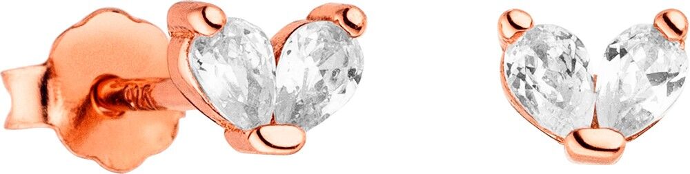 Ear studs 925 silver-rosé set as a heart with zirconia