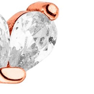 Orecchini a bottone in argento 925-rosé incastonati a forma di cuore con zirconi