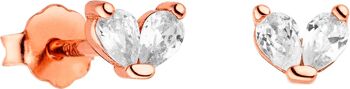 Clous d'oreilles argent 925-rosé sertis en forme de coeur avec zircone 1