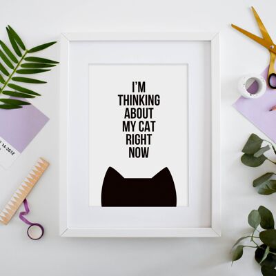 Thinking about my cat A4 print - Cat