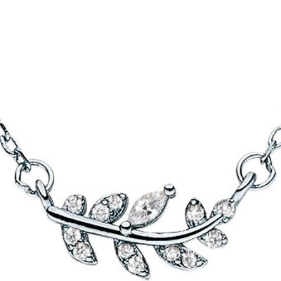 Chain 925 silver pendant as leaf with zirconia