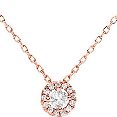 Chain 925 silver-rosé pendant with round zirconia