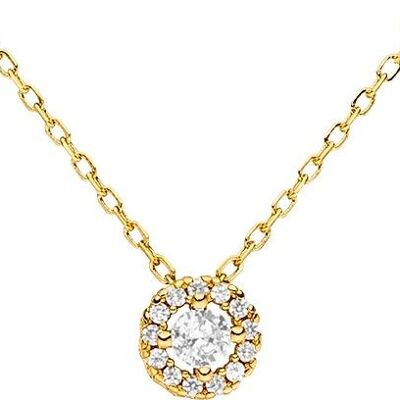 Chain 925 silver-gold pendant with round zirconia