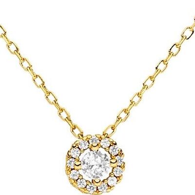 Chain 925 silver-gold pendant with round zirconia