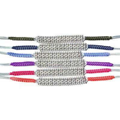 Pulsera unisex einstellbar CHUCURÍ con piezas de plata y nudos de macramé