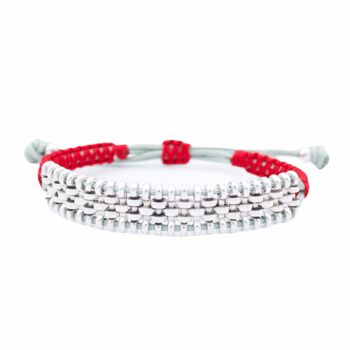 Pulsera unisex ajustable CHUCURÍ con piezas de plata y nudos de macramé 2