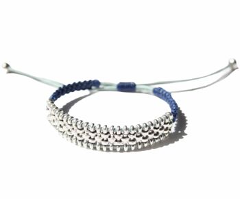 Pulsera unisex ajustable CHUCURÍ con piezas de plata y nudos de macramé 4