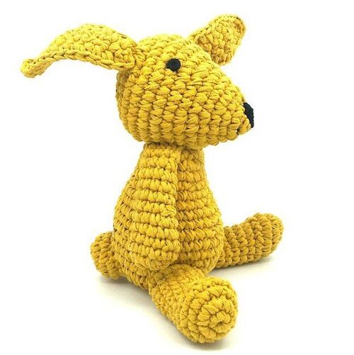 sustainable large cotton rabbit - yellow - hand crocheted in Nepal - crochet bunny