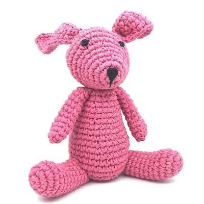 sustainable large cotton rabbit - pink - hand crocheted in Nepal - crochet bunny