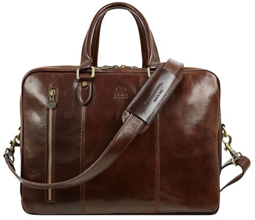 Brown Italian Leather Convertible Briefcase Backpack - A Farewell to Arms