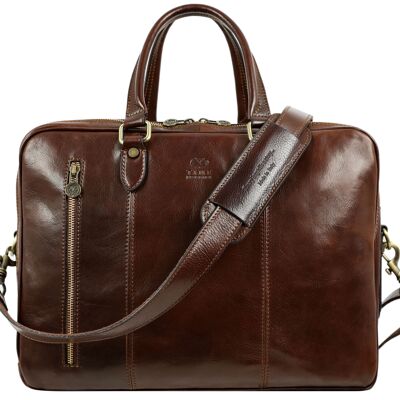 Brown Italian Leather Convertible Briefcase Backpack - A Farewell to Arms