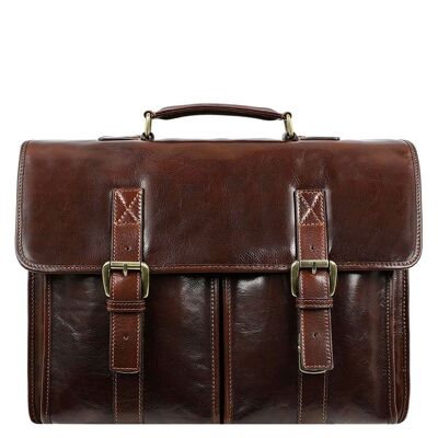 Maletín de cuero marrón, bolso satchel - La máquina del tiempo