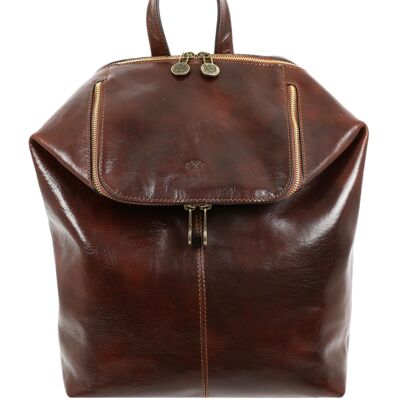 Brown Leather Backpack Unisex - A Bend in the River