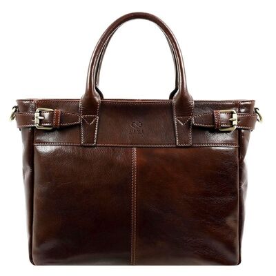 Braune Lederhandtasche, Einkaufstasche mit Reißverschluss - Lorna Doone
