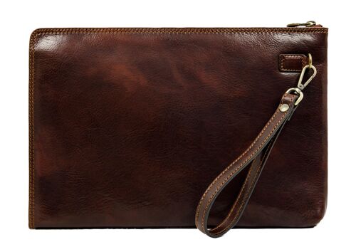 Brown Large Leather Mens Clutch Purse - The Brothers Karamazov