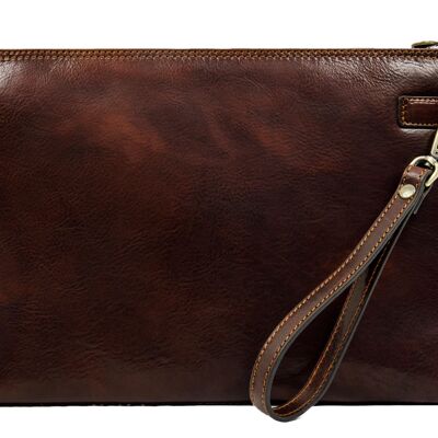 Brown Large Leather Mens Clutch Purse - The Brothers Karamazov