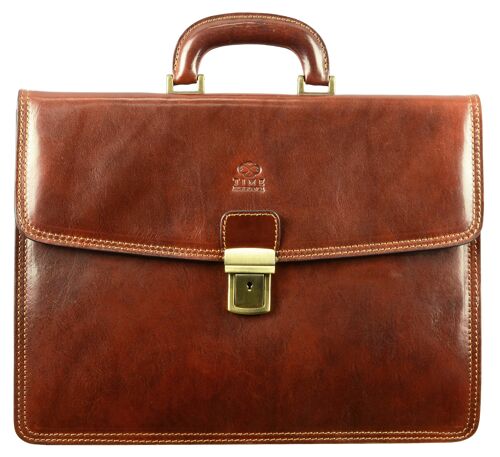 Brown Leather Briefcase - The Sound of the Mountain