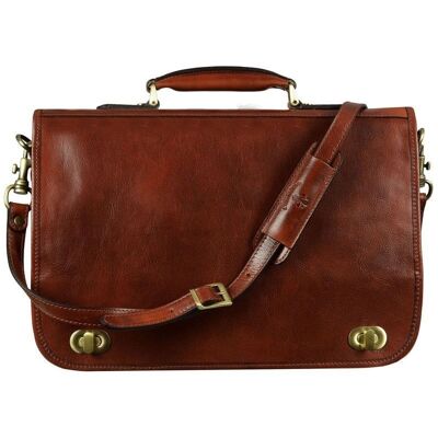 Brown Italian Leather Briefcase - Illusions