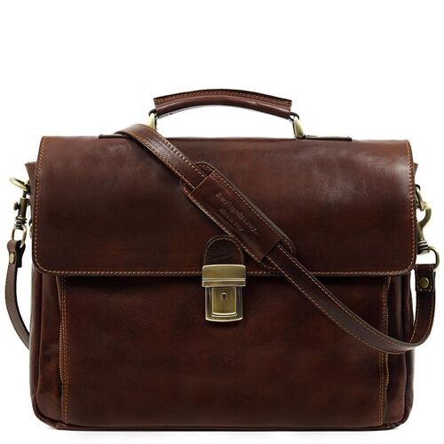 Brown Leather Briefcase Laptop Bag  - In Cold Blood