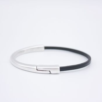 Bracelet en cuir fin NARIÑO SILVER avec fermeture magnétique 6