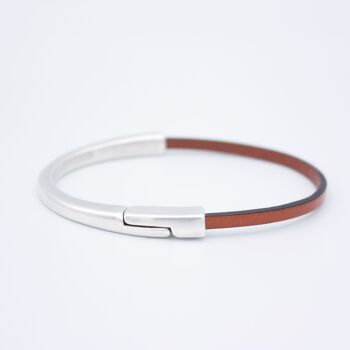 Bracelet en cuir fin NARIÑO SILVER avec fermeture magnétique 23