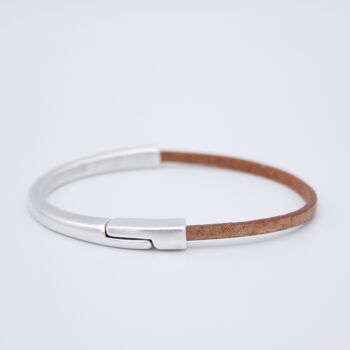 Bracelet en cuir fin NARIÑO SILVER avec fermeture magnétique 24