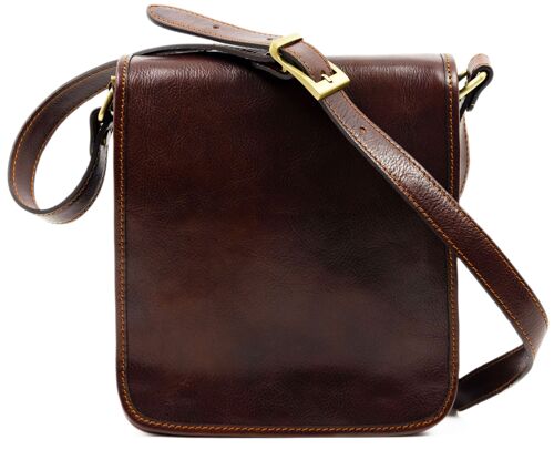 Brown Italian Leather Messenger Bag - On The Road