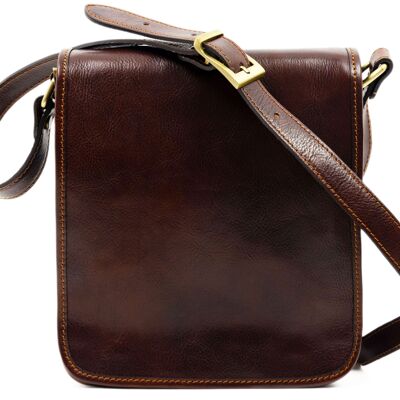Brown Italian Leather Messenger Bag - On The Road