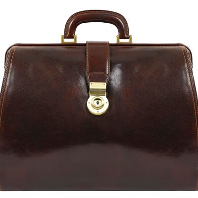 Grand sac de docteur en cuir marron - Mrs Dalloway