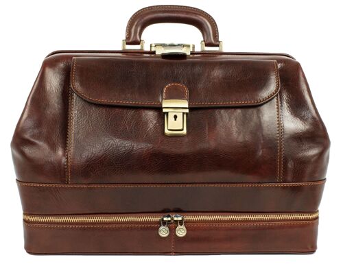 Large Italian Leather Doctor Bag - The Master and Margarita - Brown