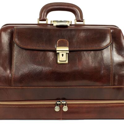 Large Italian Leather Doctor Bag - The Master and Margarita - Brown