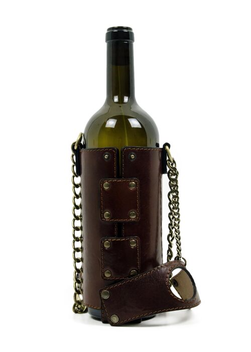 Brown Leather Wine Tote - Saving Grapes