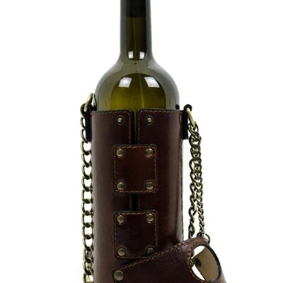 Brown Leather Wine Tote - Saving Grapes