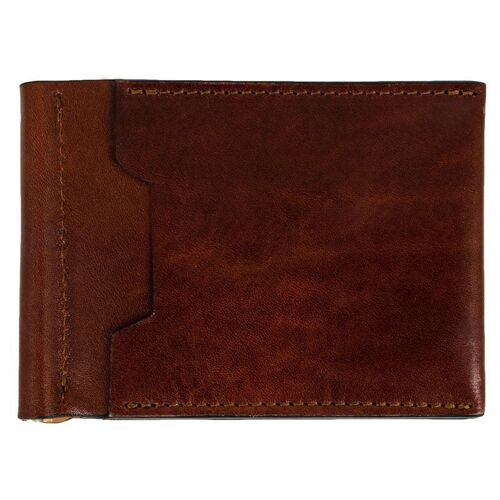 Brown Leather Money Clip Wallet - Tom Jones