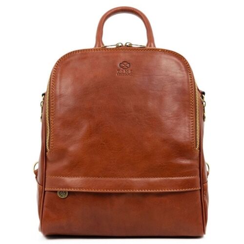 Womens Tan Leather Backpack Convertible Bag - Regeneration