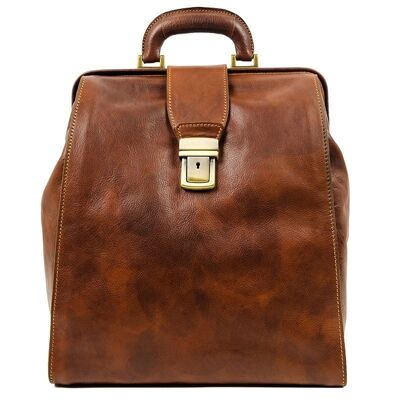 Tan Leather Backpack Unisex - A Brief Story of Time