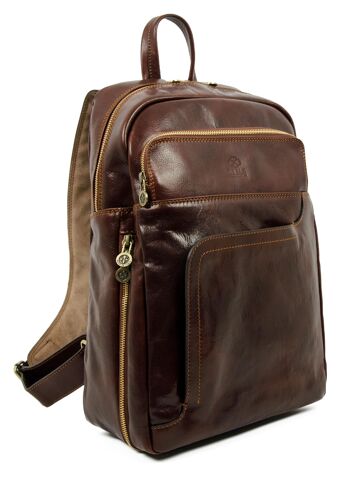 Grand sac à dos extensible en cuir marron - L.R. Confidentiel 6