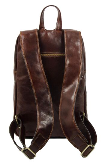 Grand sac à dos extensible en cuir marron - L.R. Confidentiel 7