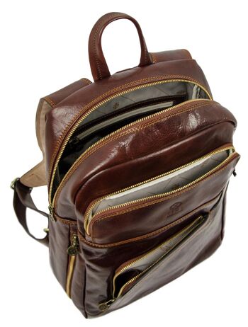 Grand sac à dos extensible en cuir marron - L.R. Confidentiel 8