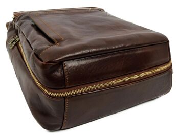 Grand sac à dos extensible en cuir marron - L.R. Confidentiel 9
