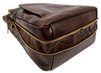Grand sac à dos extensible en cuir marron - L.R. Confidentiel 10