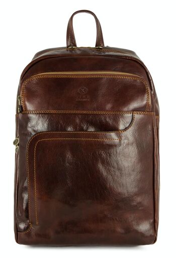 Grand sac à dos extensible en cuir marron - L.R. Confidentiel 19