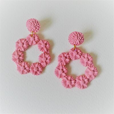 Pink Floral Statement Earrings