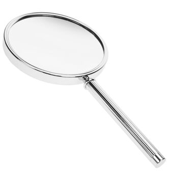 Miroir à main en métal, chromé, avec grossissement 10x et 1x, Ø 13 cm, longueur : 28,5 cm 3